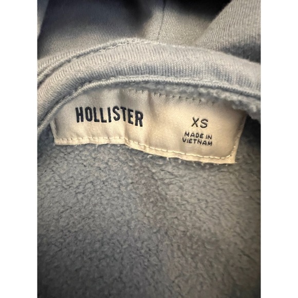 Hollister Hoodie Men XS Blue-Gray Pullover Fleece Logo Sweatshirt - Picture 2 of 7
